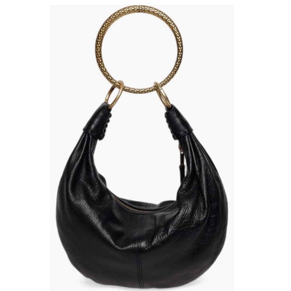 Black Leather Hobo Bracelet Bag